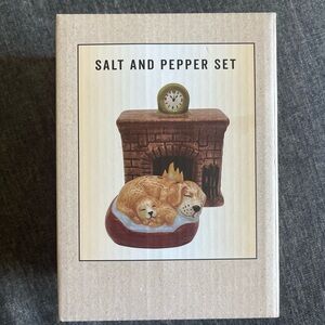 Cozy Dog And Fireplace Salt-And-Pepper Shakers